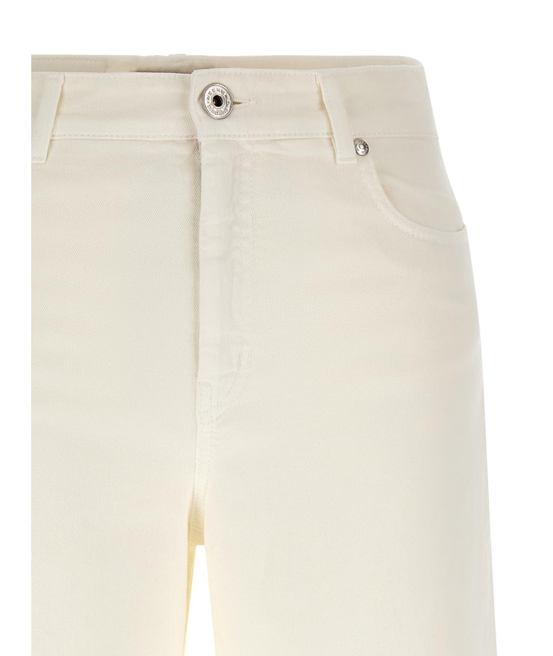 WEEKEND MAX MARA Белые хлопковые прямые брюки, фото 3