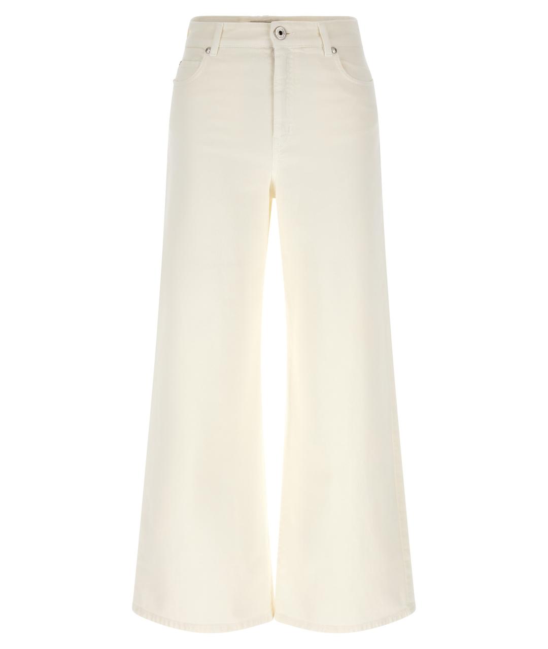 WEEKEND MAX MARA Белые хлопковые прямые брюки, фото 1
