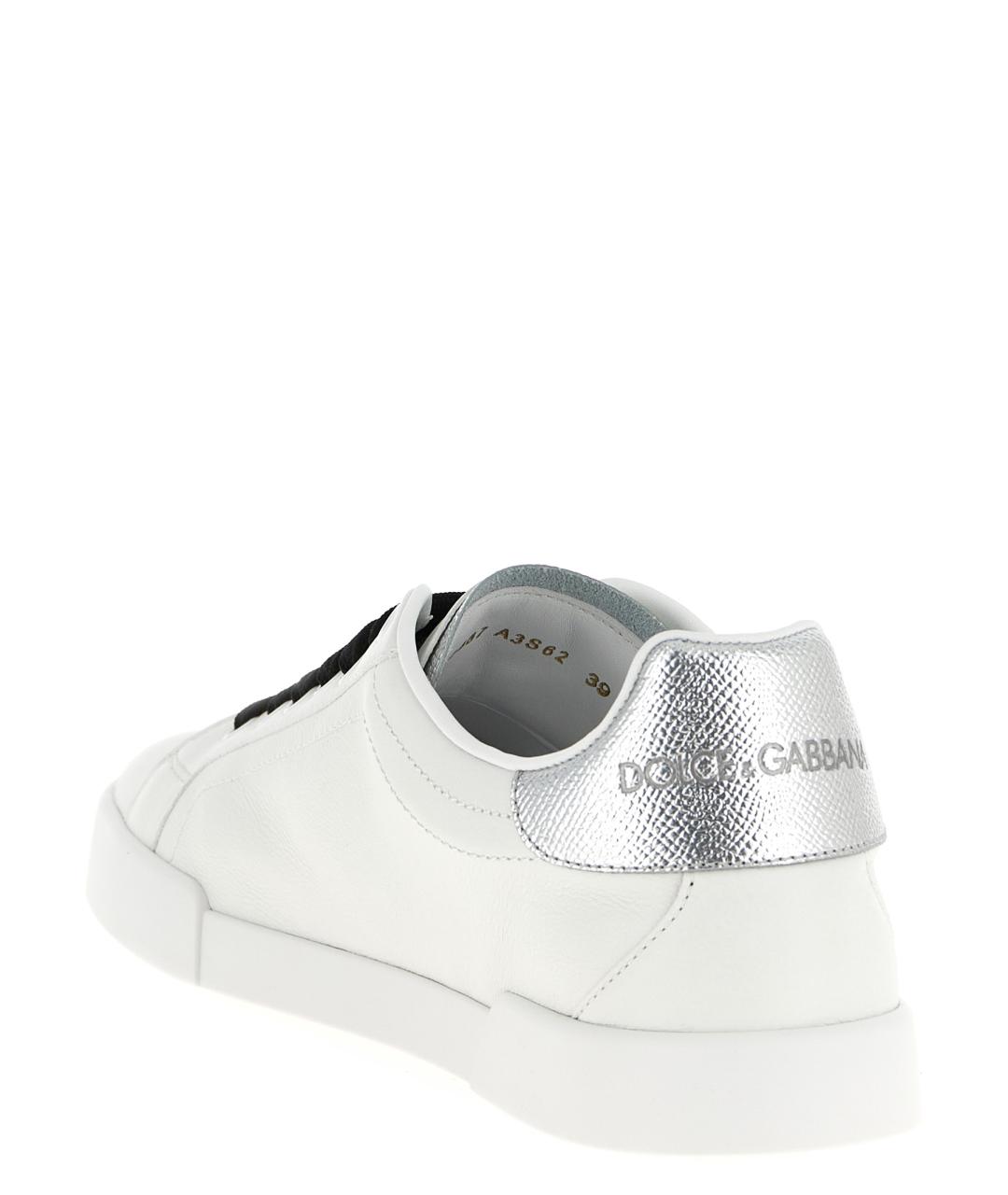 DOLCE&GABBANA Белые кожаные кеды, фото 3