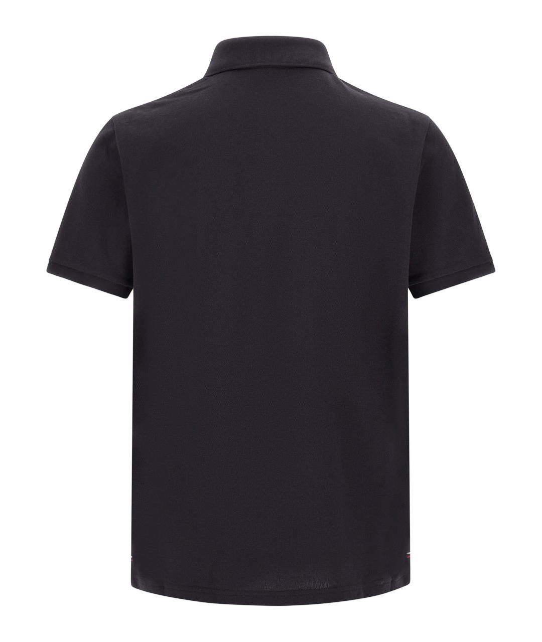 MONCLER Темно-синее хлопковое поло с коротким рукавом, фото 2