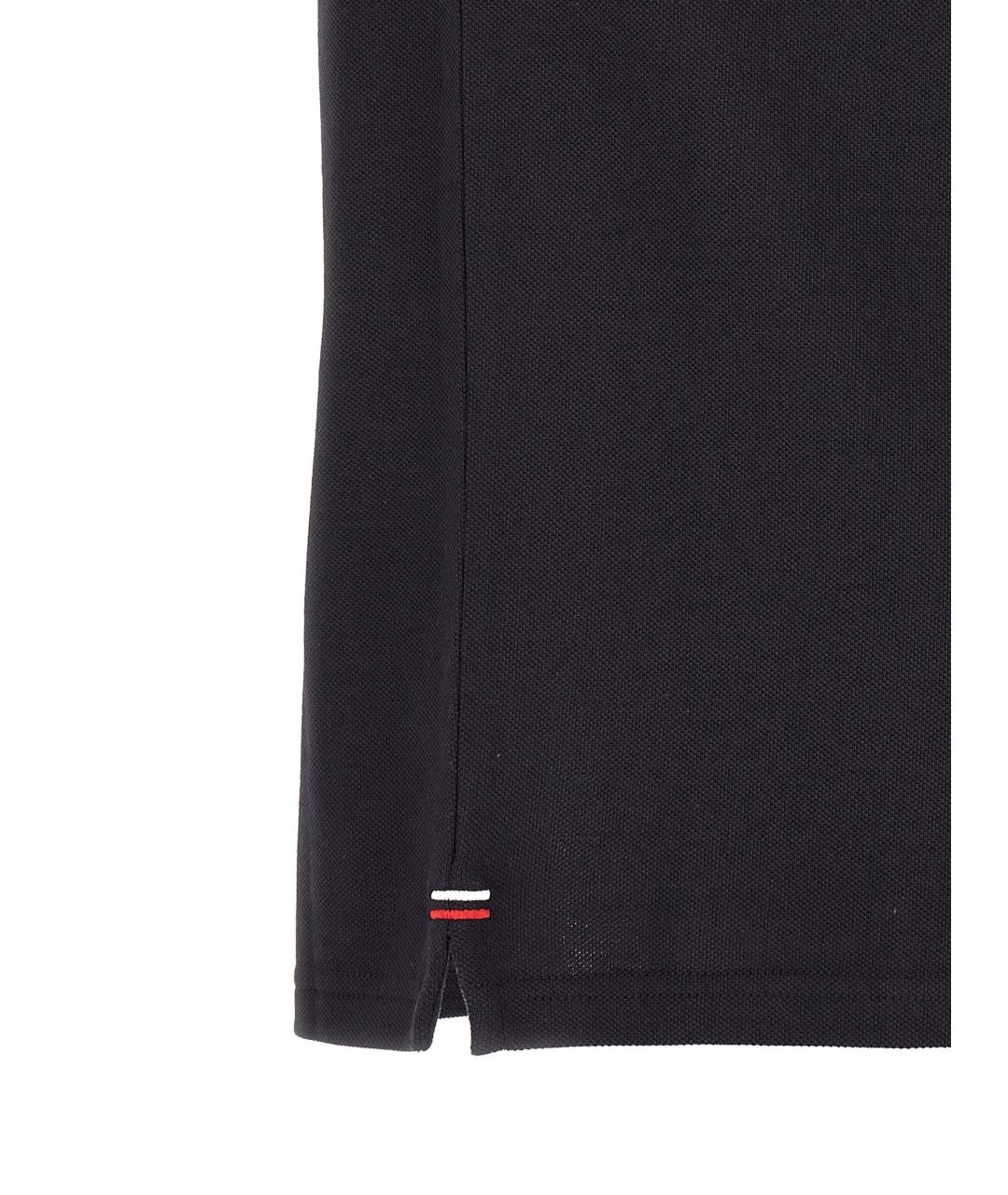 MONCLER Темно-синее хлопковое поло с коротким рукавом, фото 4