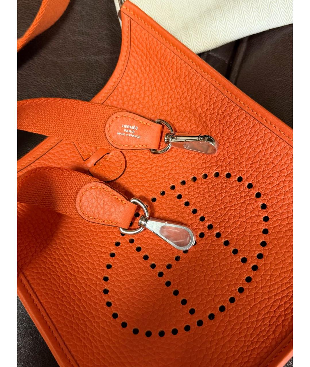 HERMES Оранжевая кожаная сумка через плечо, фото 3