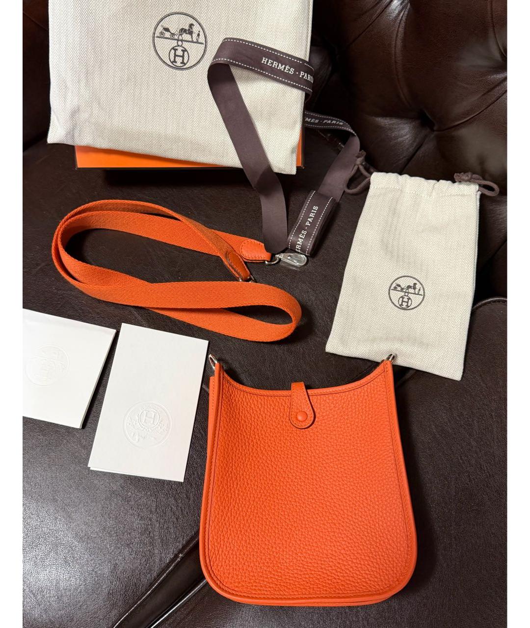 HERMES Оранжевая кожаная сумка через плечо, фото 2
