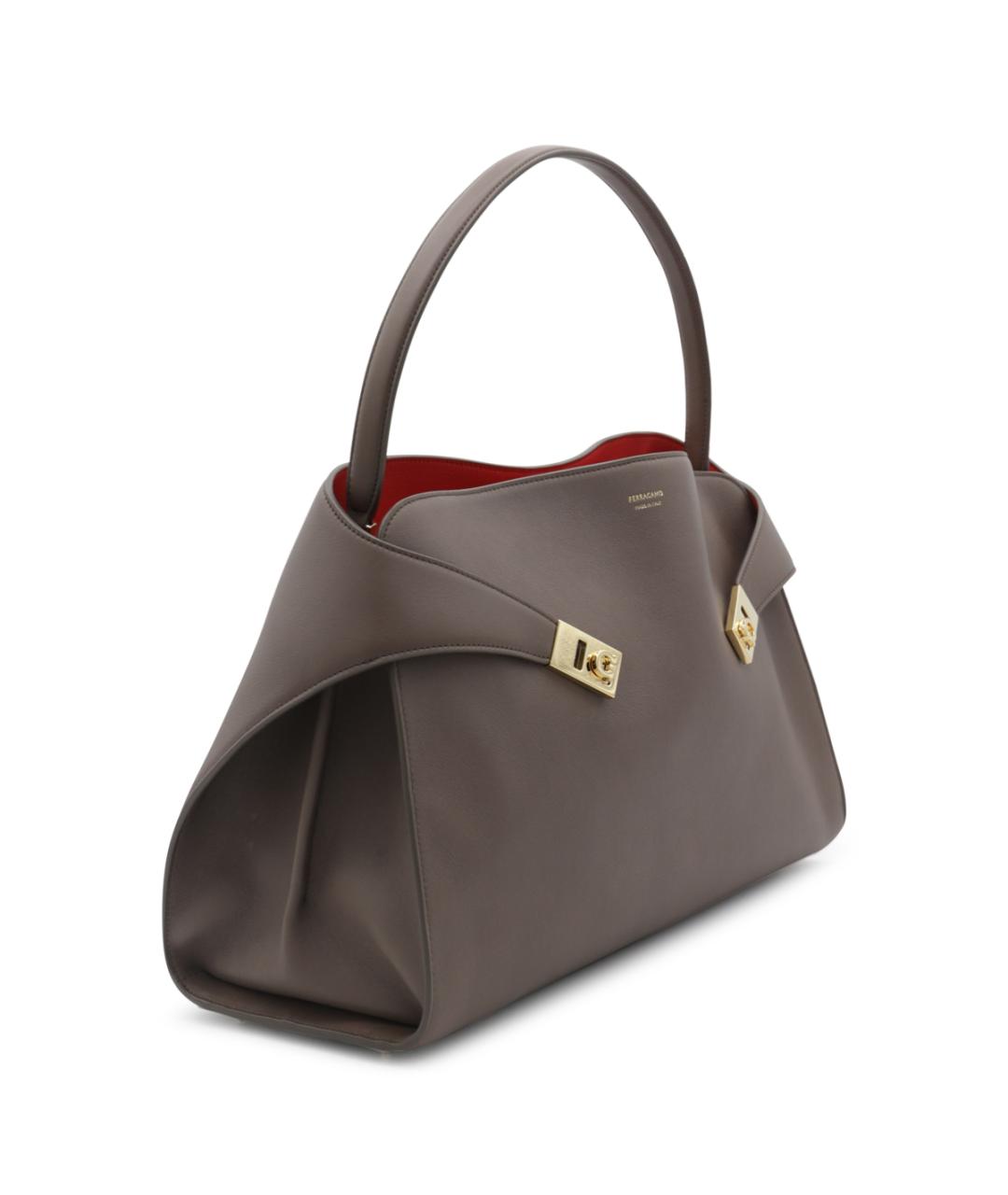 FERRAGAMO Бежевая кожаная сумка тоут, фото 3