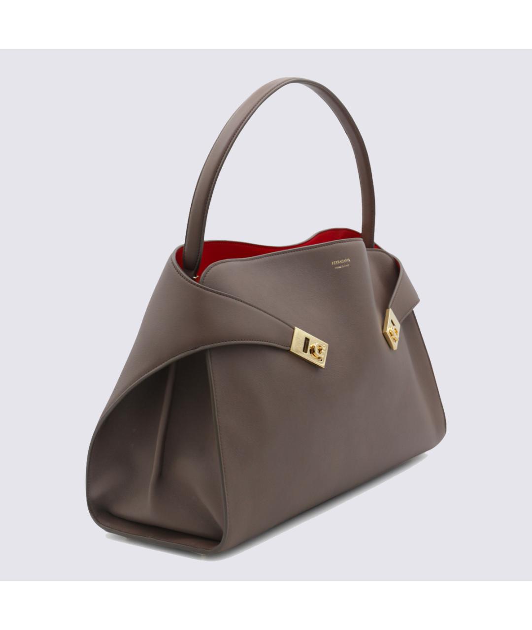 FERRAGAMO Бежевая кожаная сумка тоут, фото 7