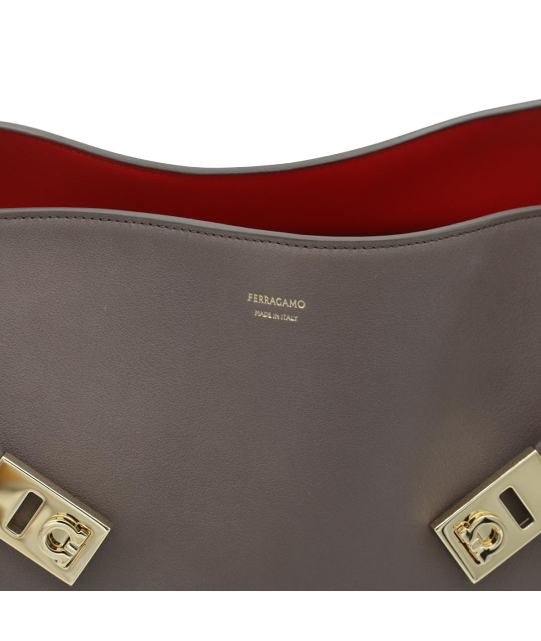 FERRAGAMO Бежевая кожаная сумка тоут, фото 6