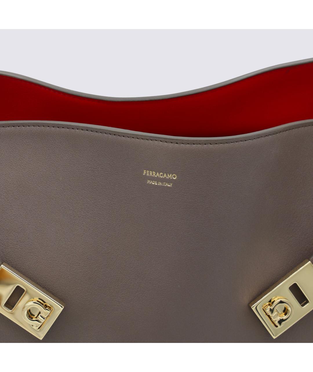 FERRAGAMO Бежевая кожаная сумка тоут, фото 8