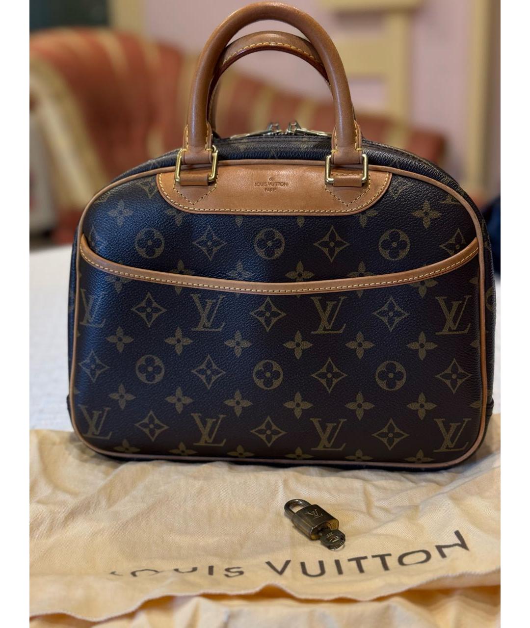 LOUIS VUITTON Коричневая кожаная сумка с короткими ручками, фото 2