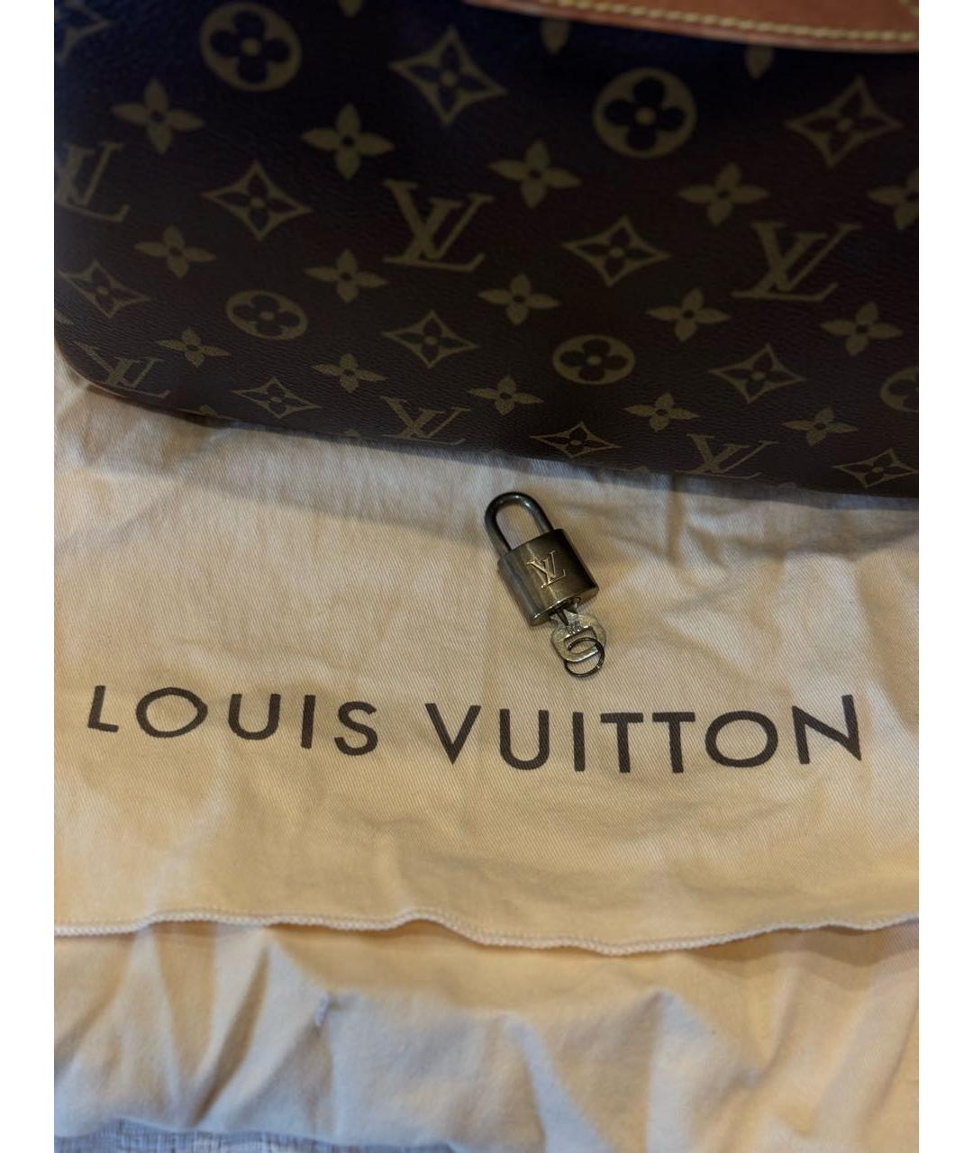 LOUIS VUITTON Коричневая кожаная сумка с короткими ручками, фото 5
