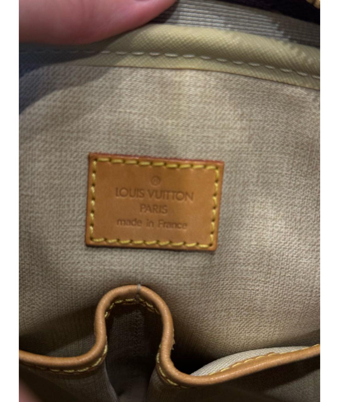 LOUIS VUITTON Коричневая кожаная сумка с короткими ручками, фото 4