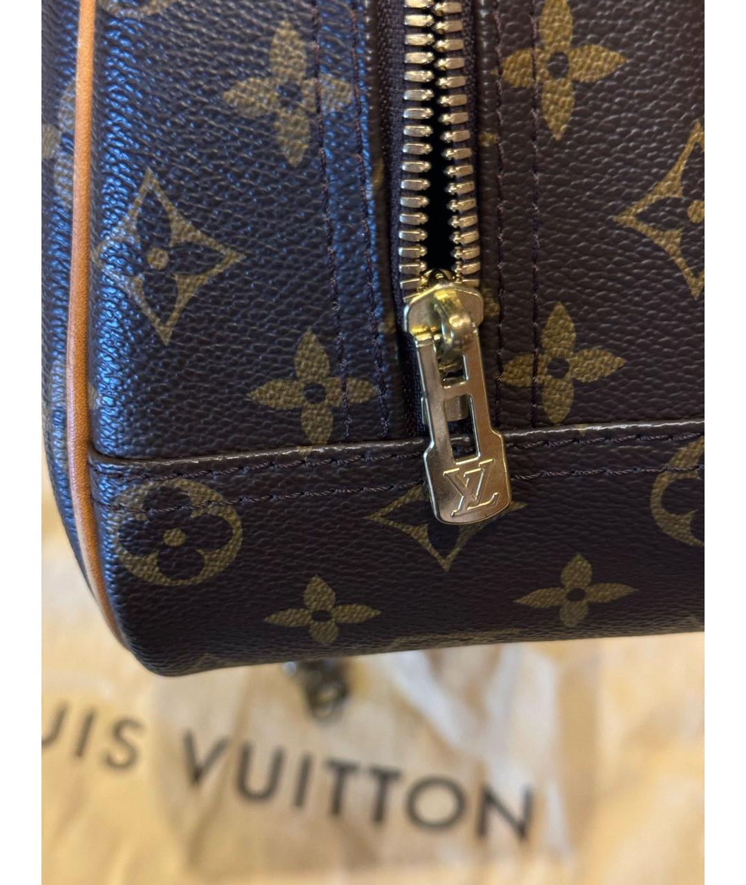 LOUIS VUITTON Коричневая кожаная сумка с короткими ручками, фото 7