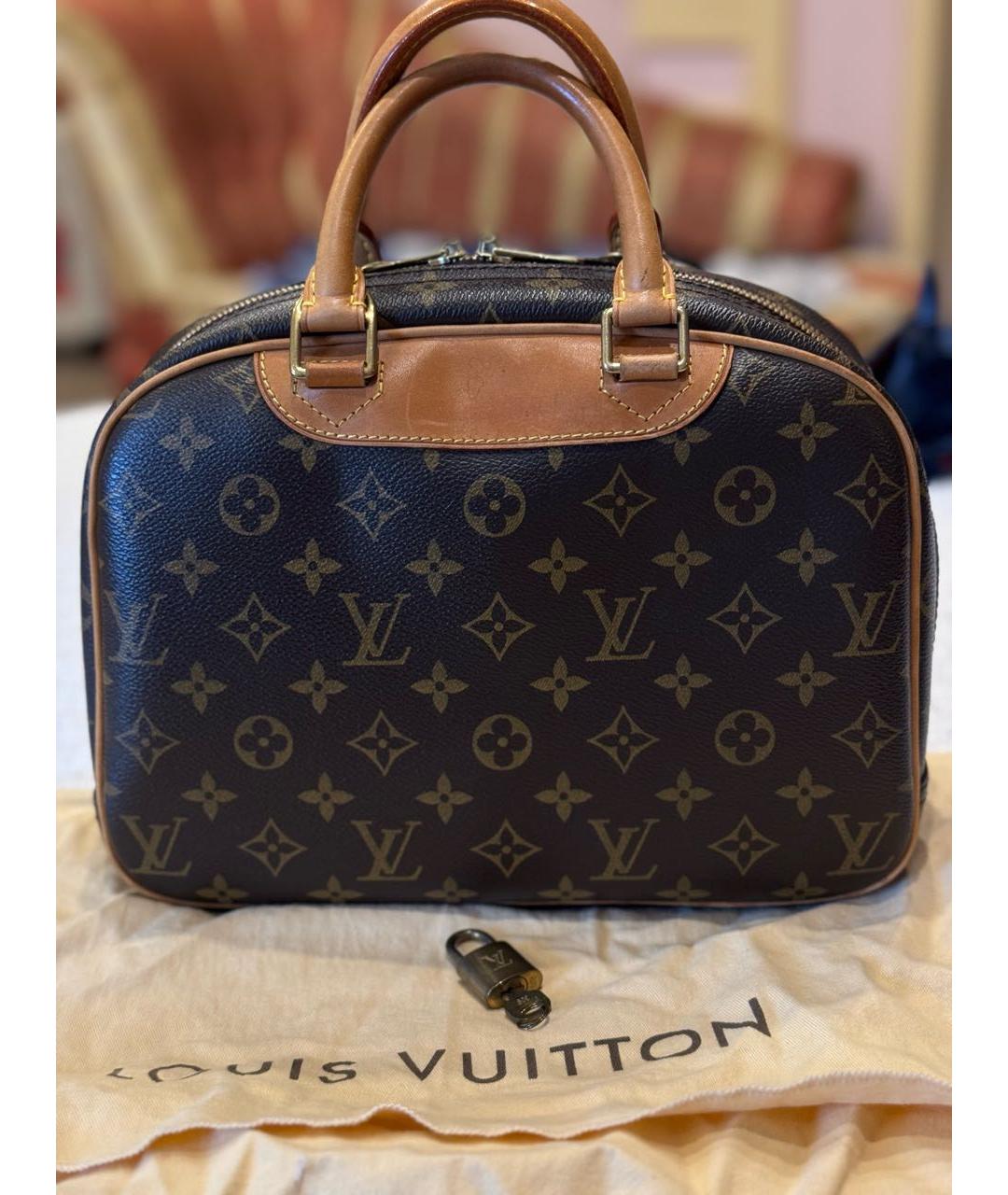 LOUIS VUITTON Коричневая кожаная сумка с короткими ручками, фото 3