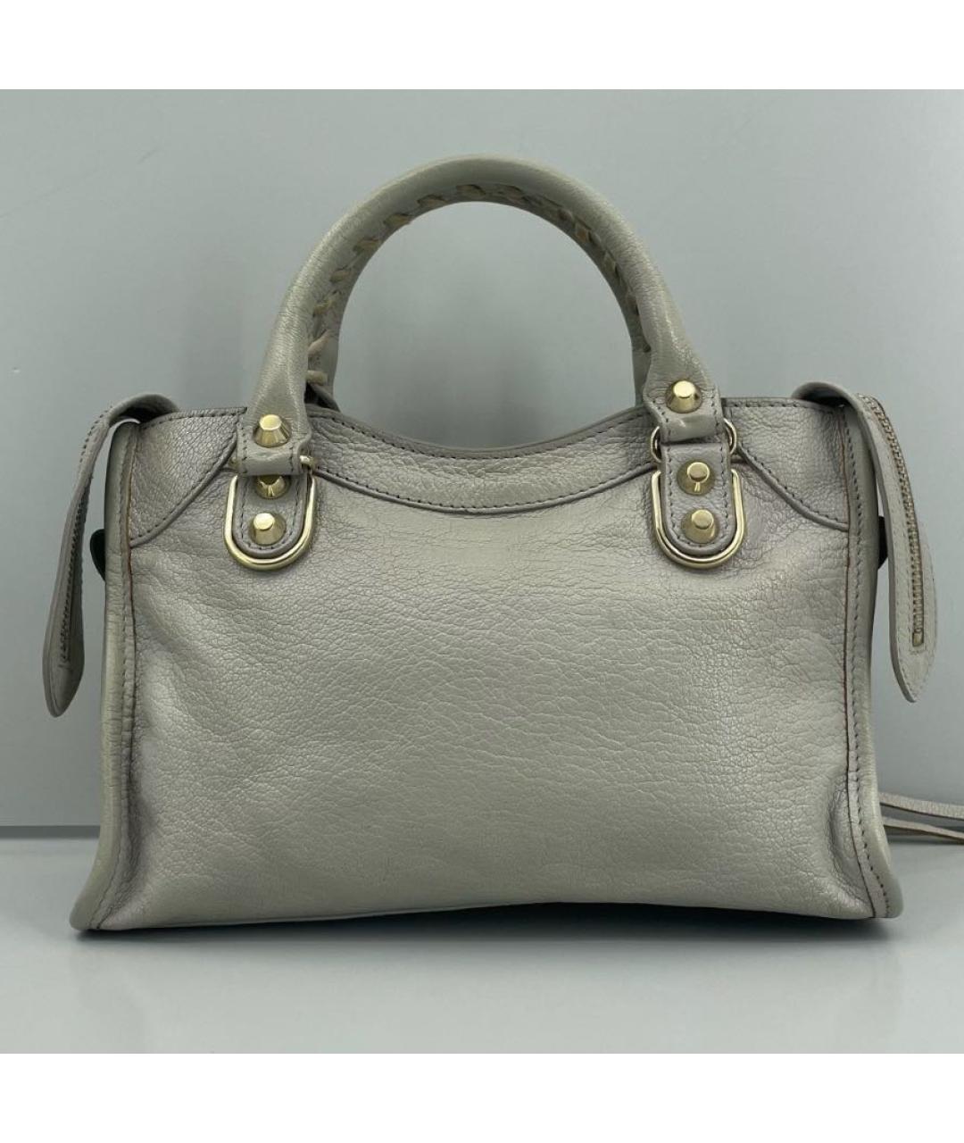 BALENCIAGA Серая кожаная сумка с короткими ручками, фото 2