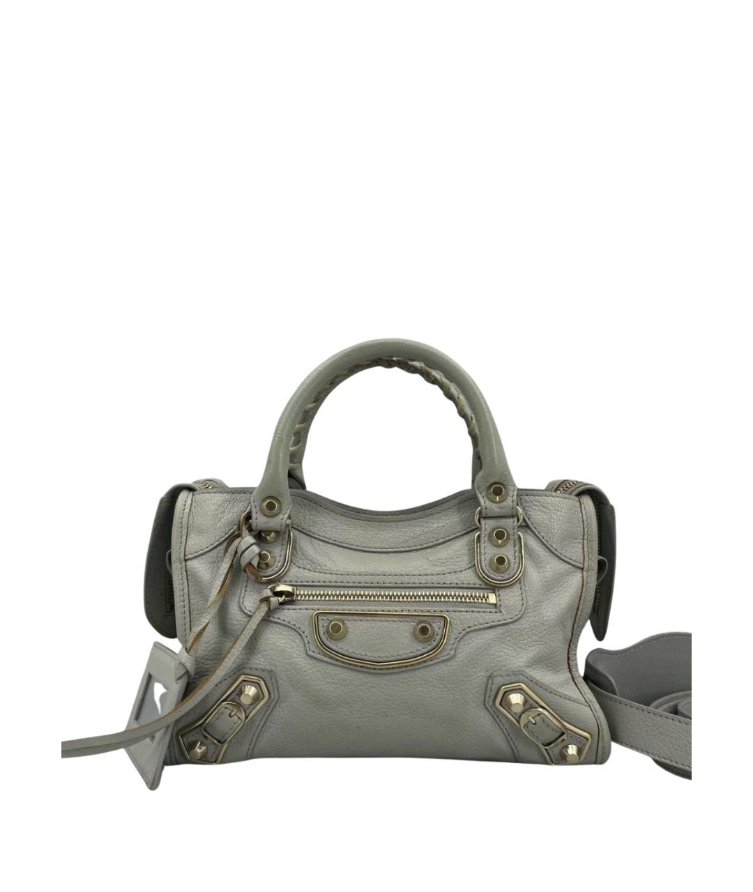 BALENCIAGA Серая кожаная сумка с короткими ручками, фото 1
