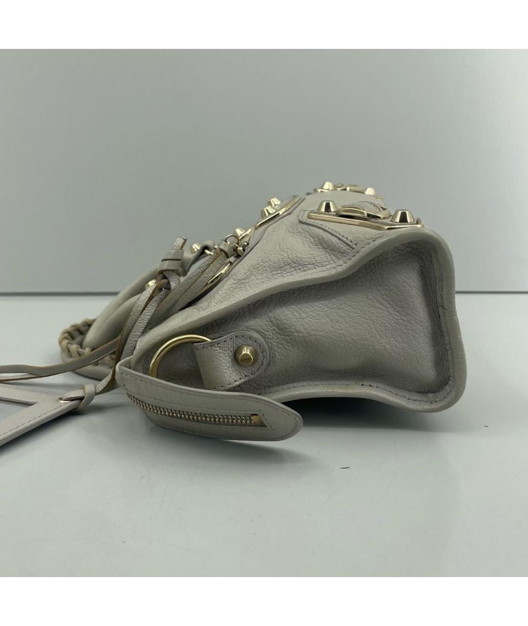BALENCIAGA Серая кожаная сумка с короткими ручками, фото 3