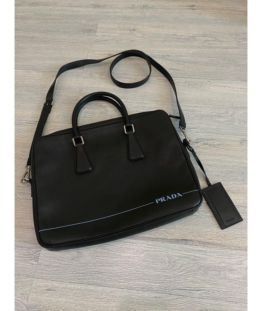 PRADA Черный портфель из канвы, фото 6