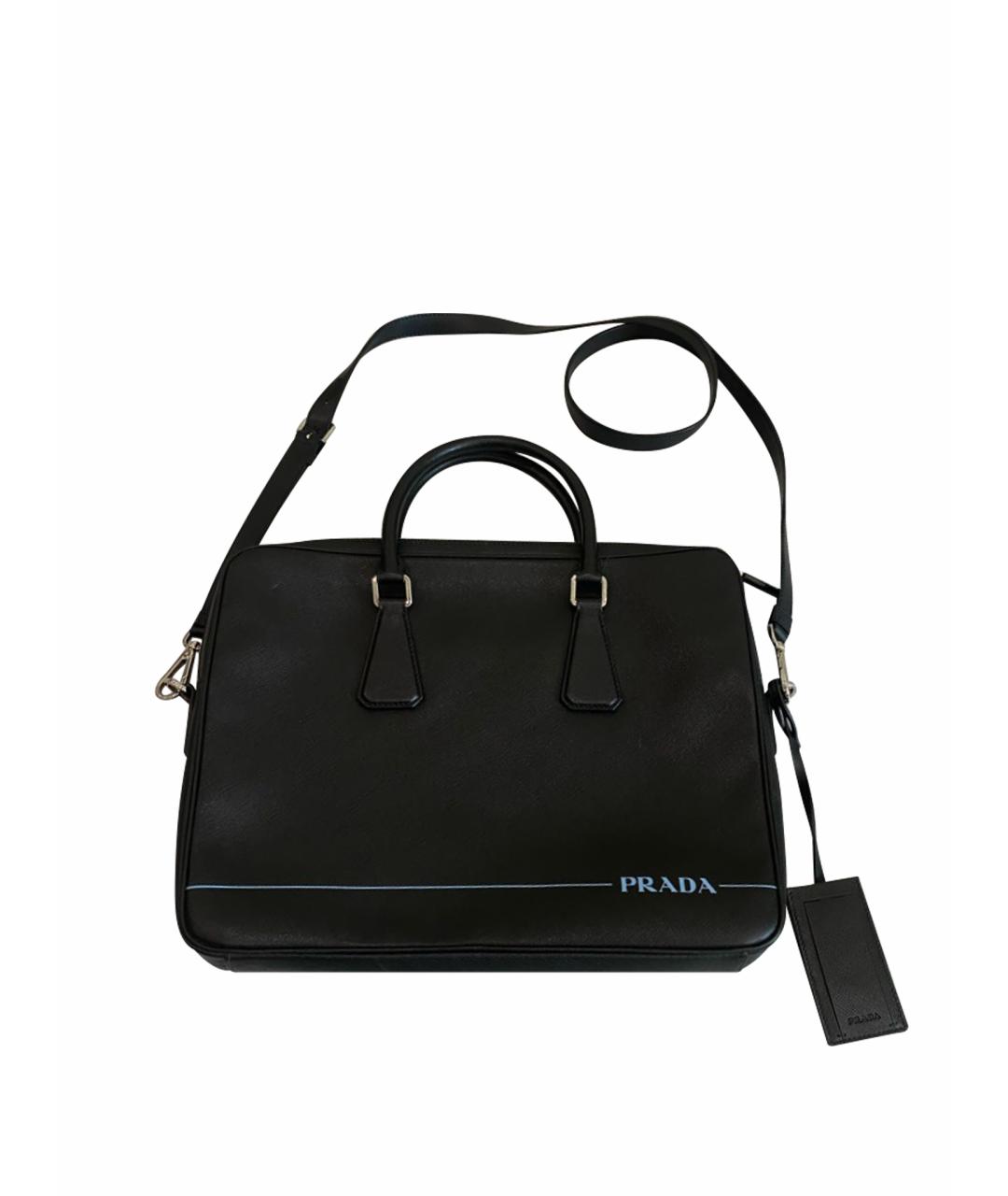 PRADA Черный портфель из канвы, фото 1