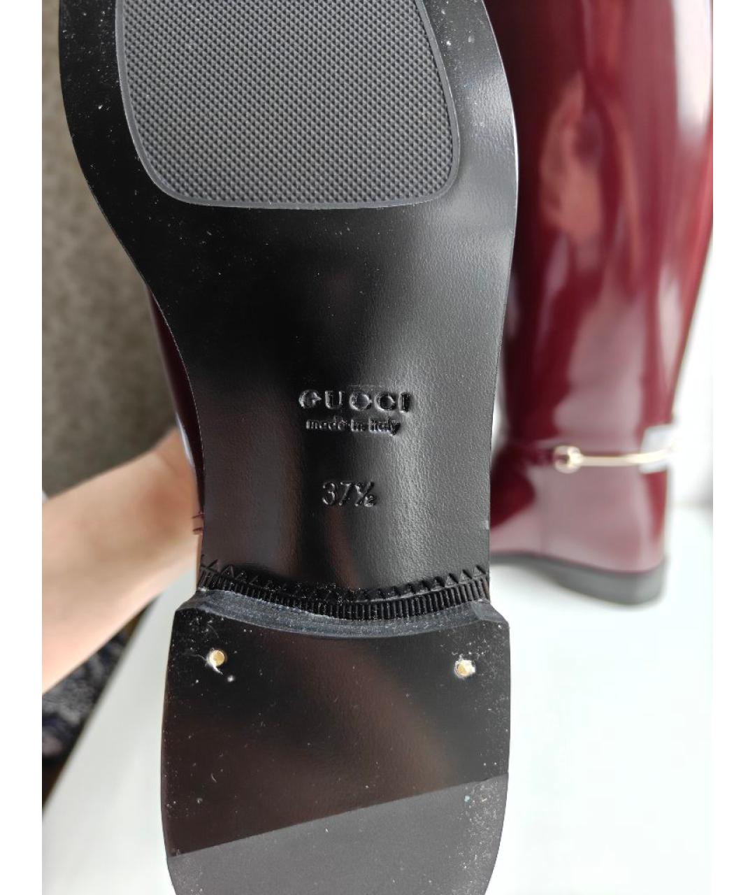 GUCCI Бордовые кожаные сапоги, фото 5