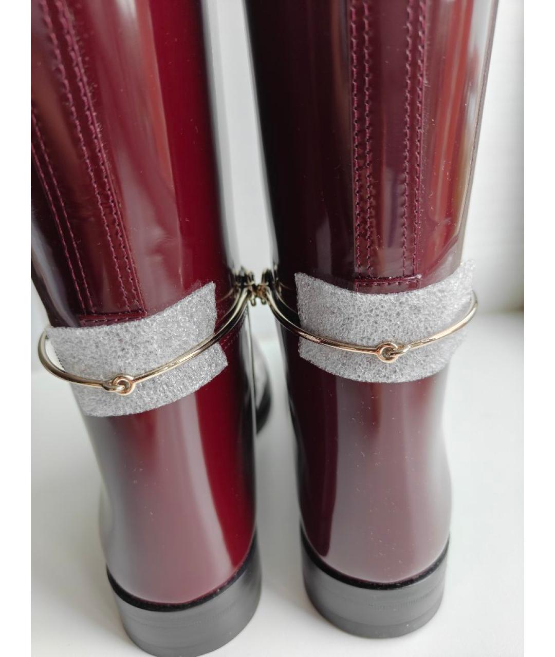 GUCCI Бордовые кожаные сапоги, фото 4