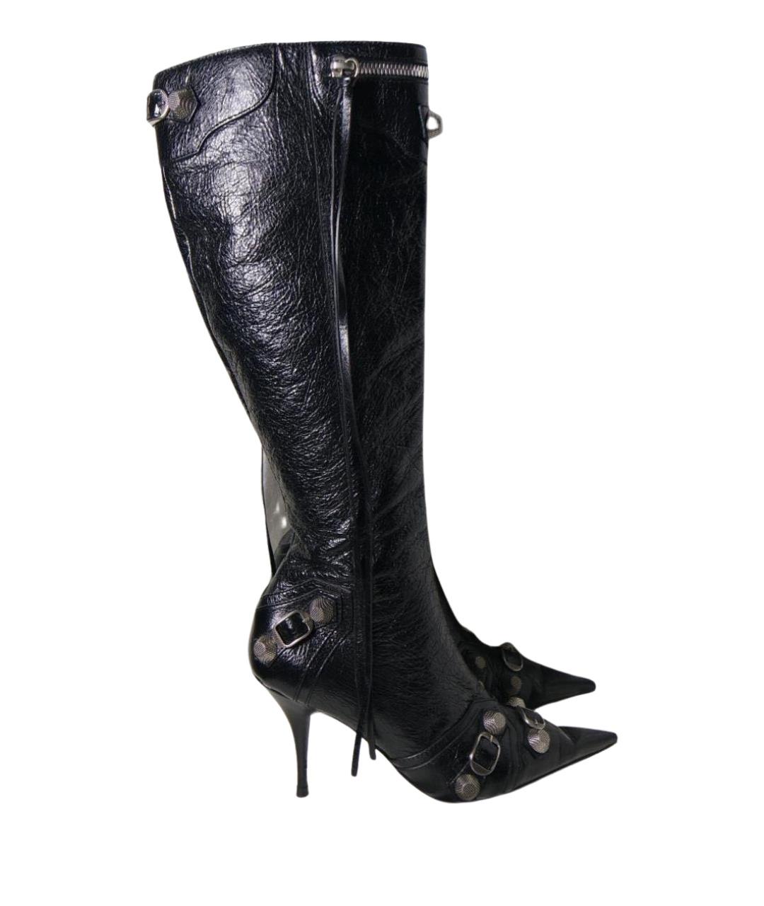 BALENCIAGA Черные кожаные сапоги, фото 1