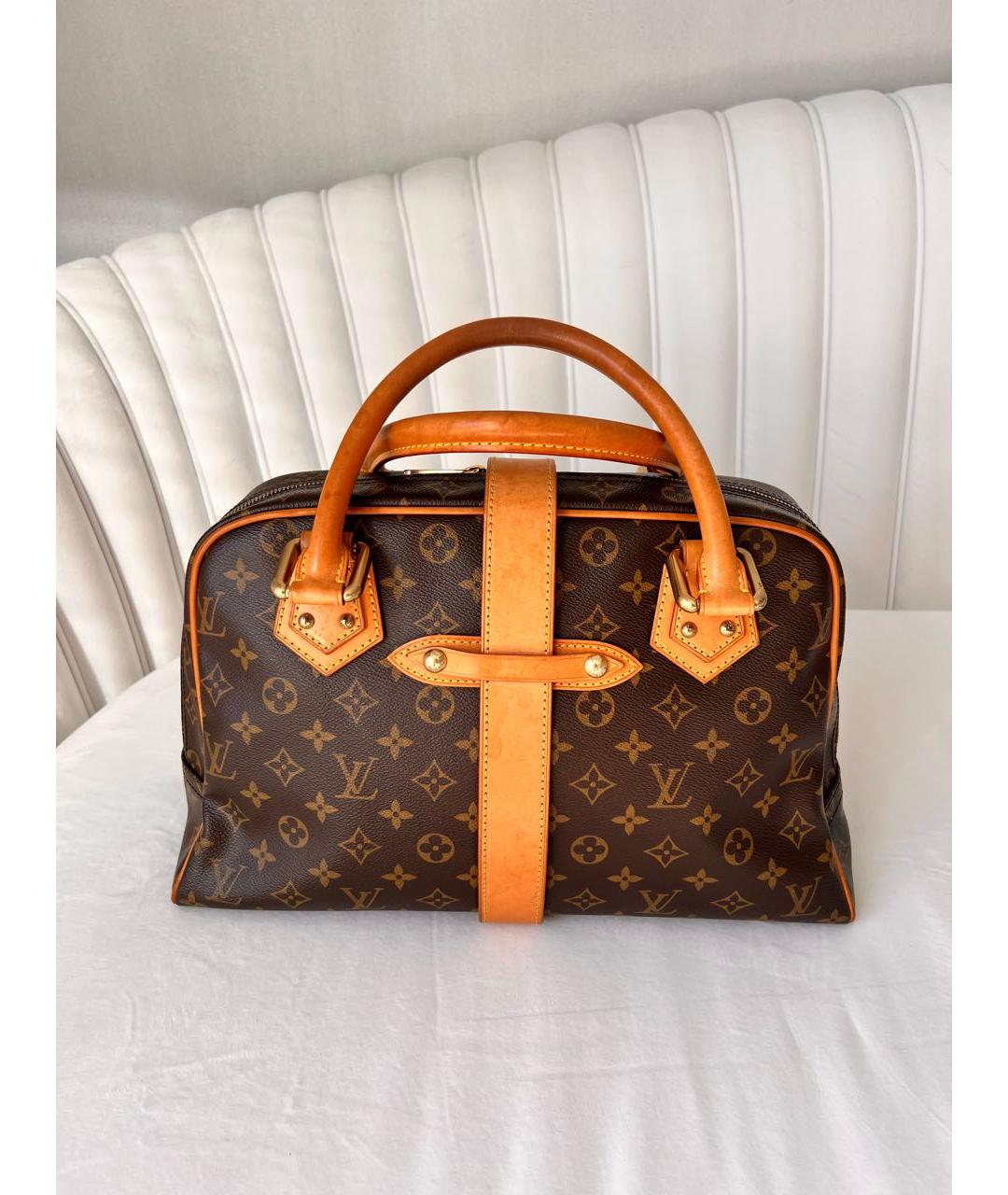 LOUIS VUITTON Коричневая сумка с короткими ручками из канвы, фото 2