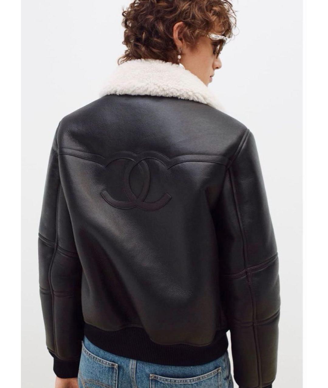 CHANEL Черная кожаная дубленка, фото 3