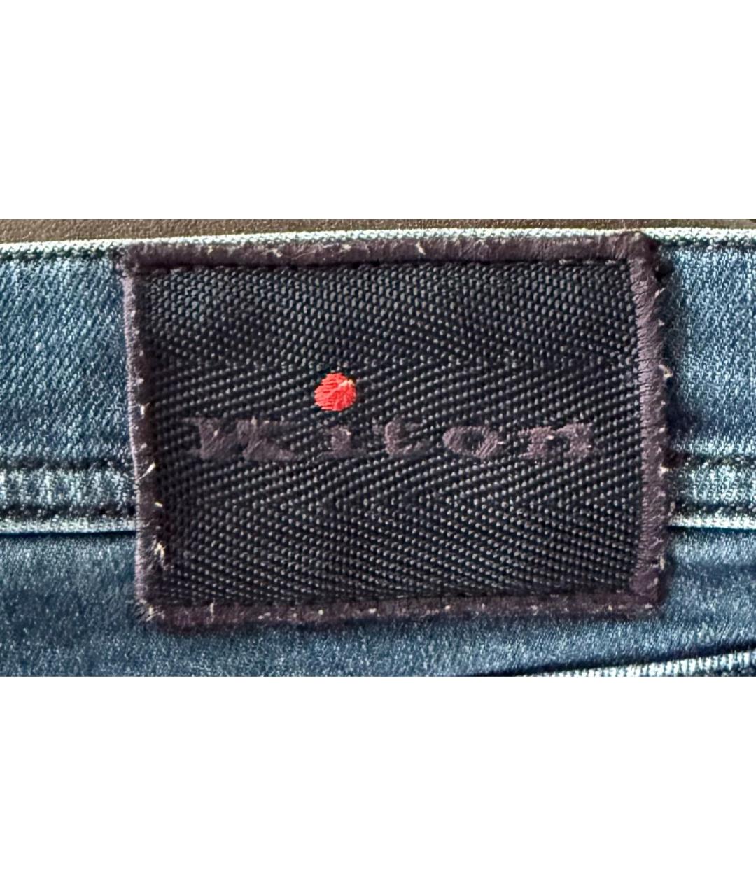 KITON Темно-синие хлопко-полиэстеровые прямые джинсы, фото 8
