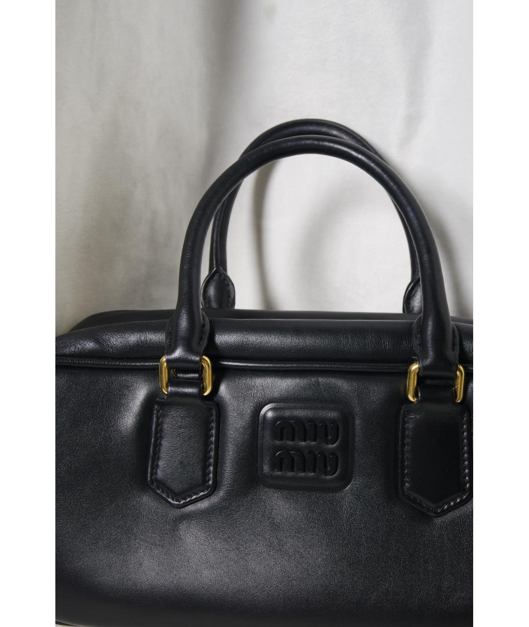 MIU MIU Черная кожаная сумка с короткими ручками, фото 5