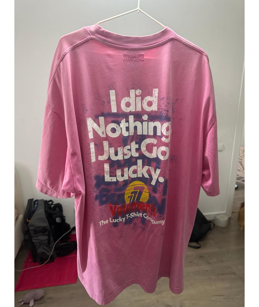 VETEMENTS Фуксия хлопковая футболка, фото 2