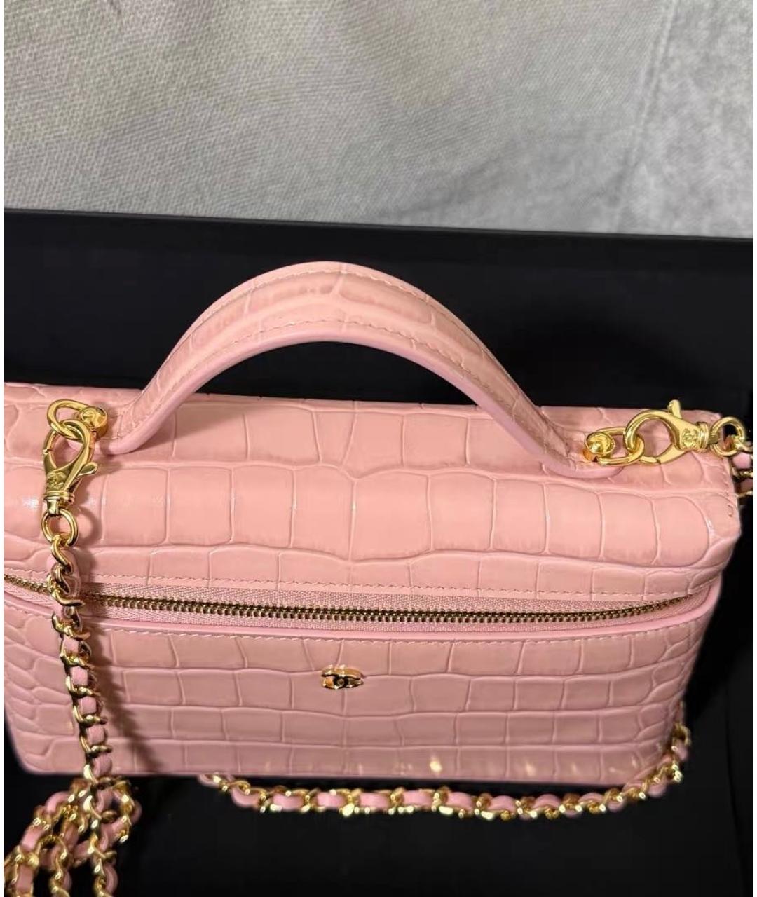 CHANEL Коралловая кожаная сумка через плечо, фото 4
