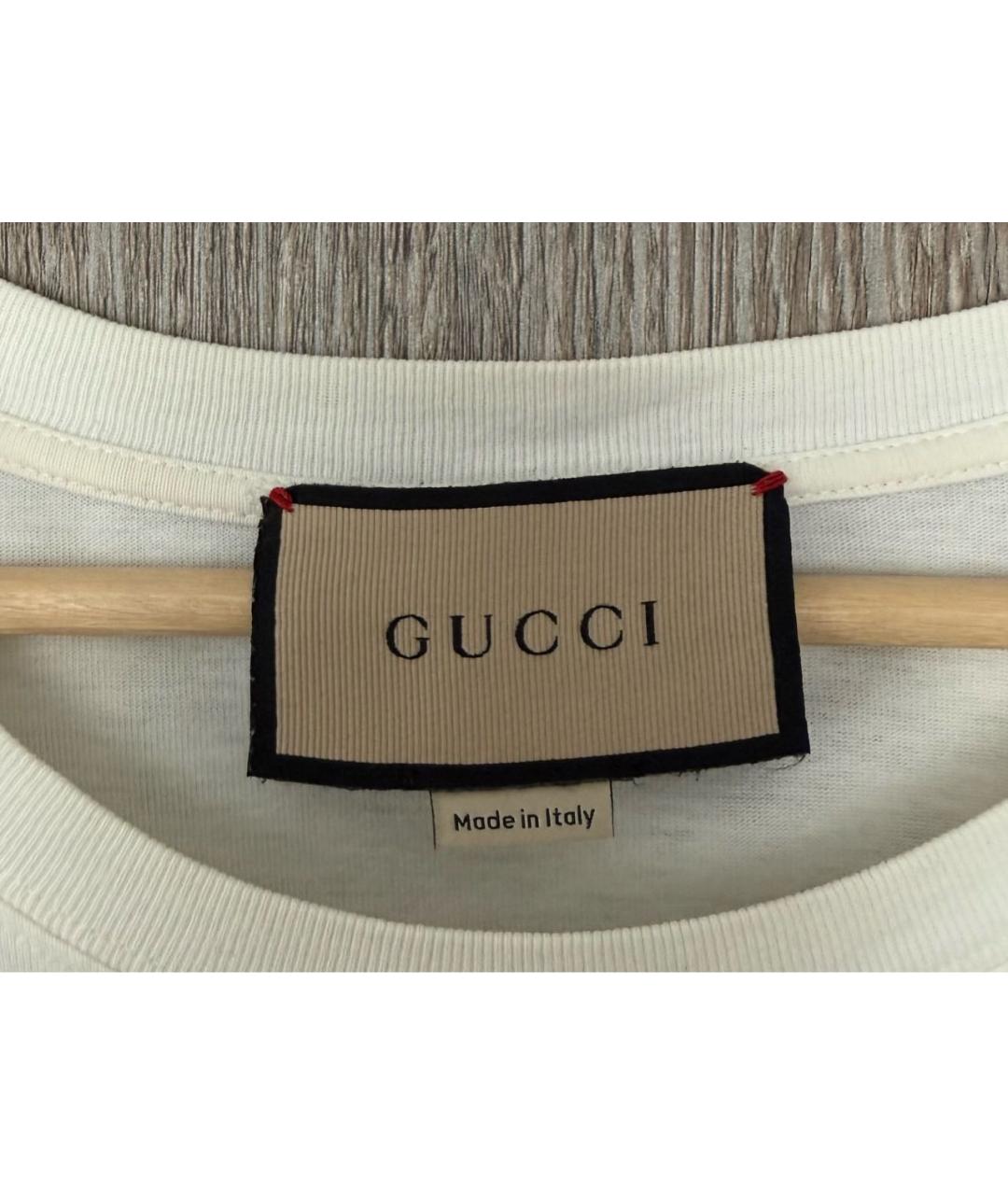 GUCCI Белая хлопковая футболка, фото 3