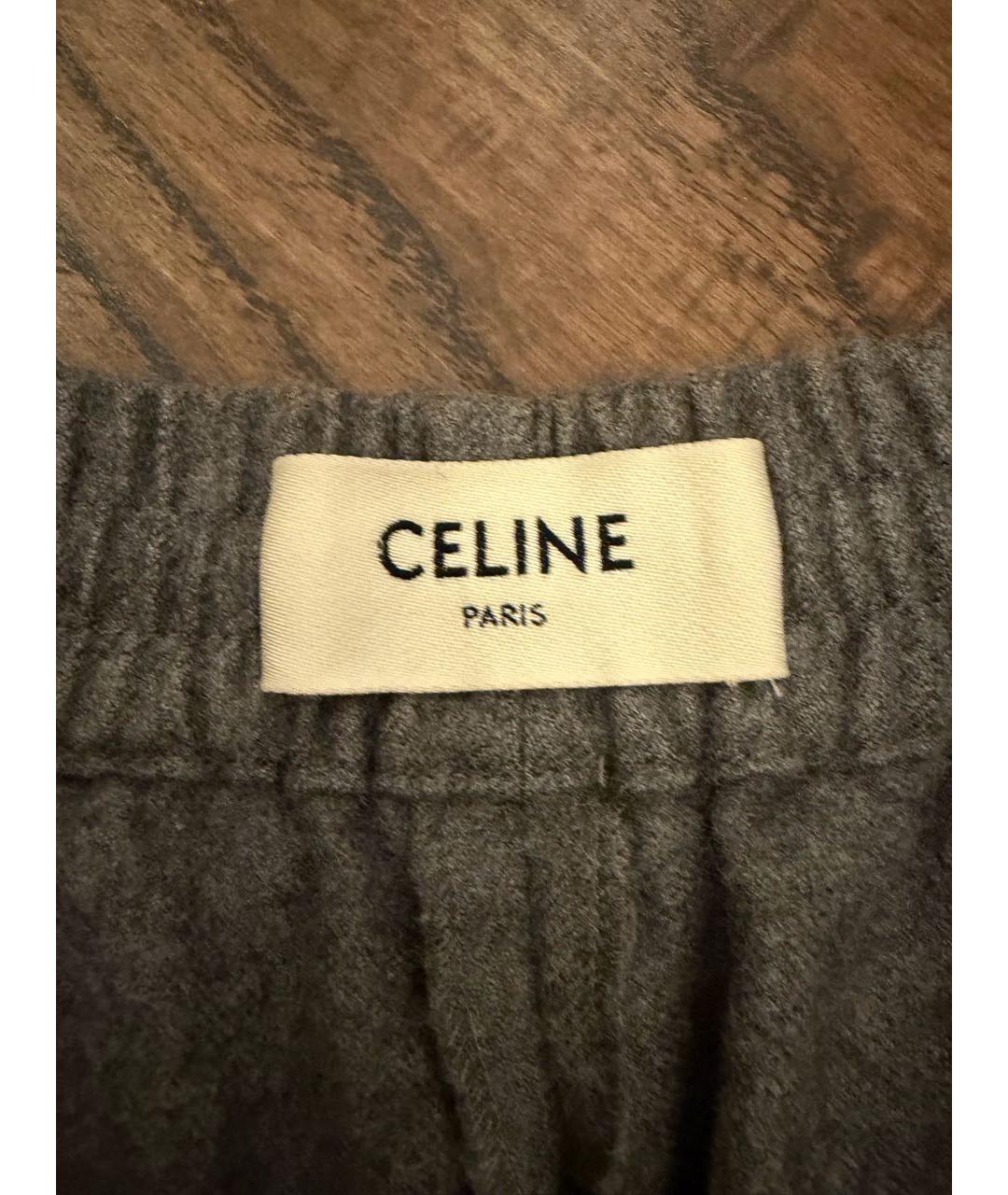CELINE Серые кашемировые прямые брюки, фото 2