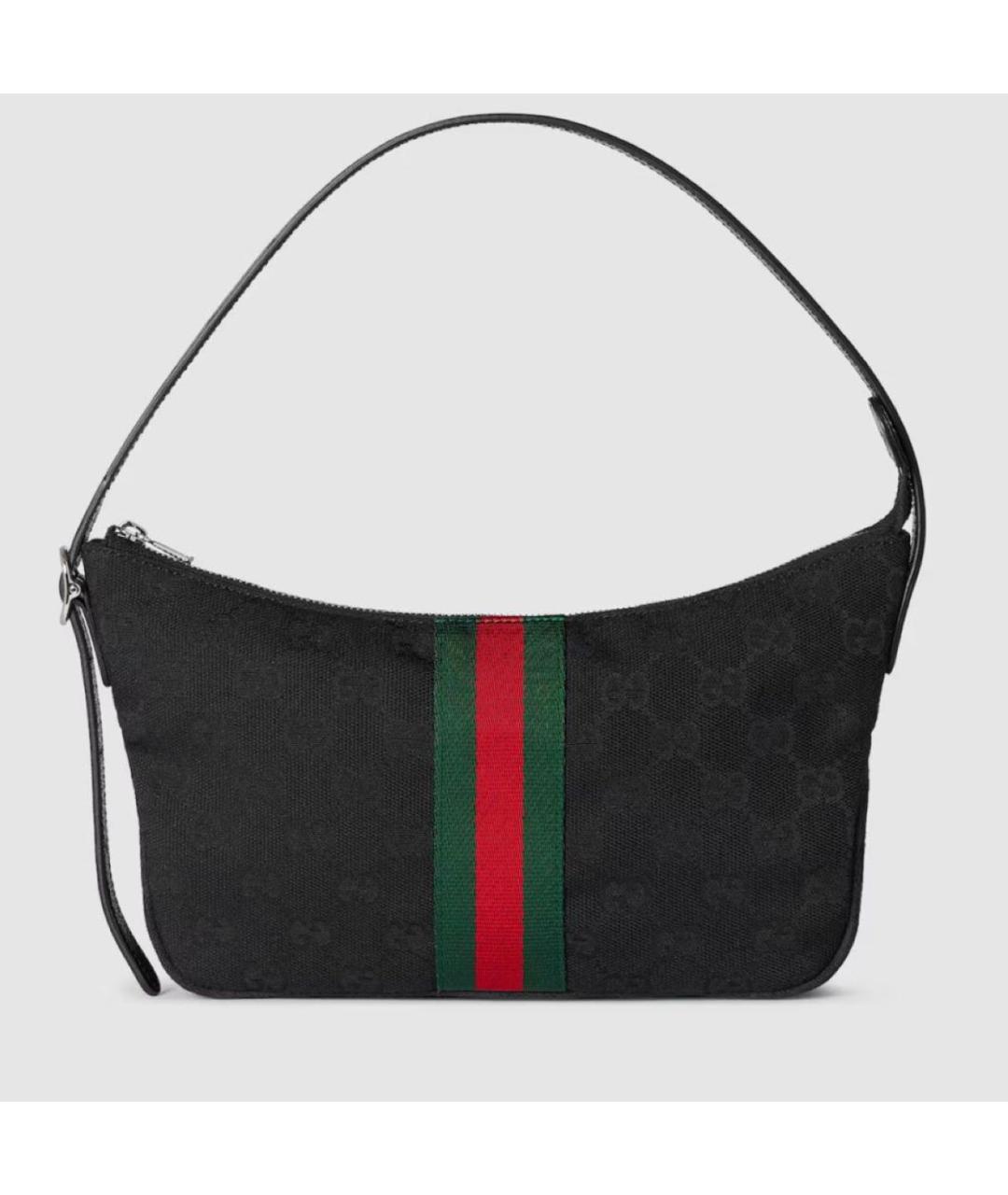 GUCCI Черная сумка через плечо из канвы, фото 6