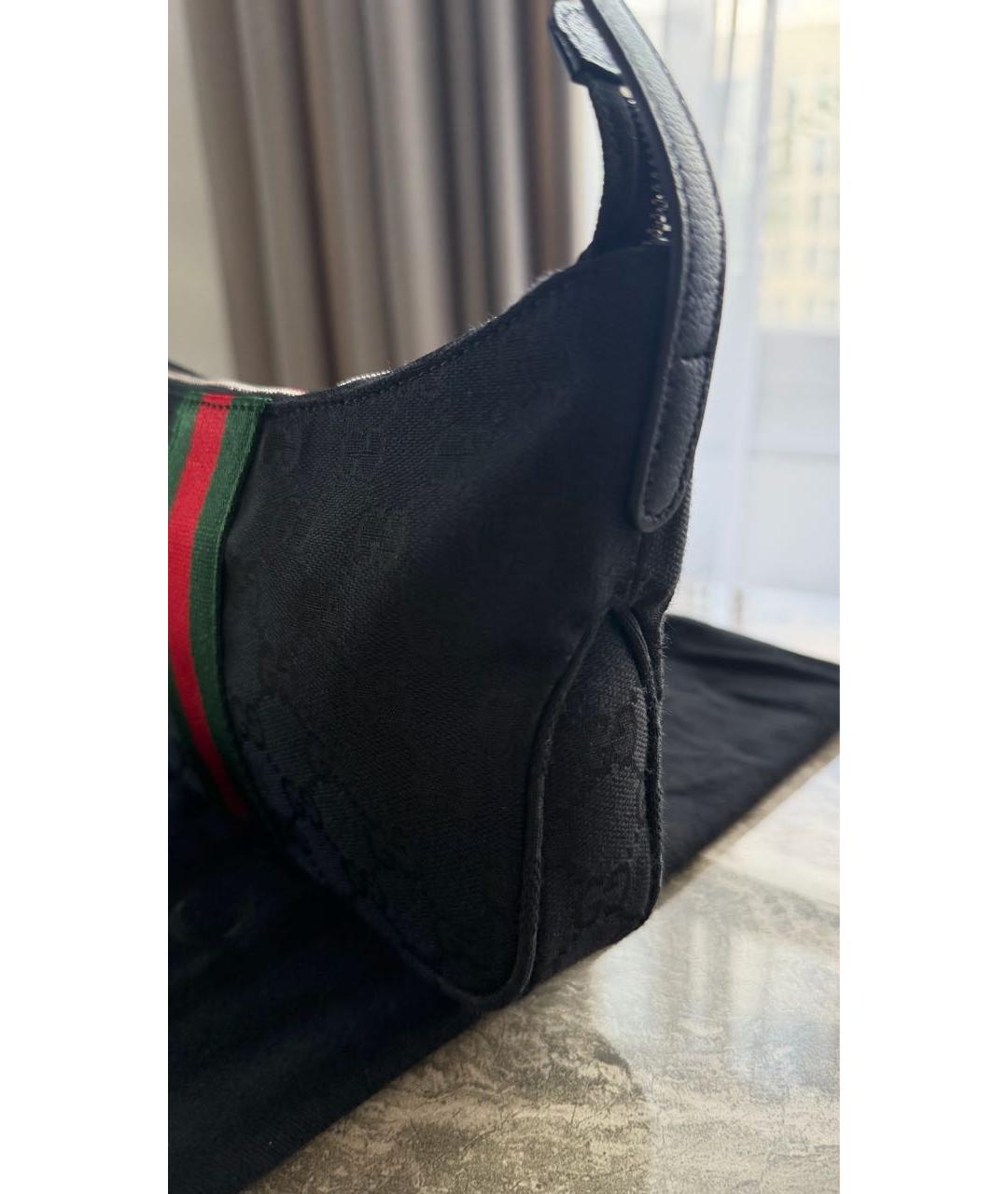 GUCCI Черная сумка через плечо из канвы, фото 5