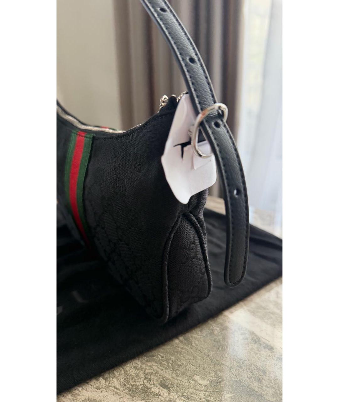 GUCCI Черная сумка через плечо из канвы, фото 4