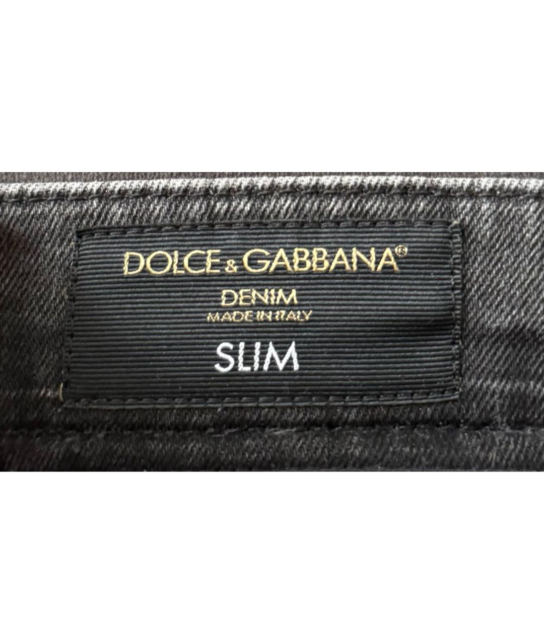 DOLCE&GABBANA Антрацитовые хлопко-полиэстеровые джинсы скинни, фото 5