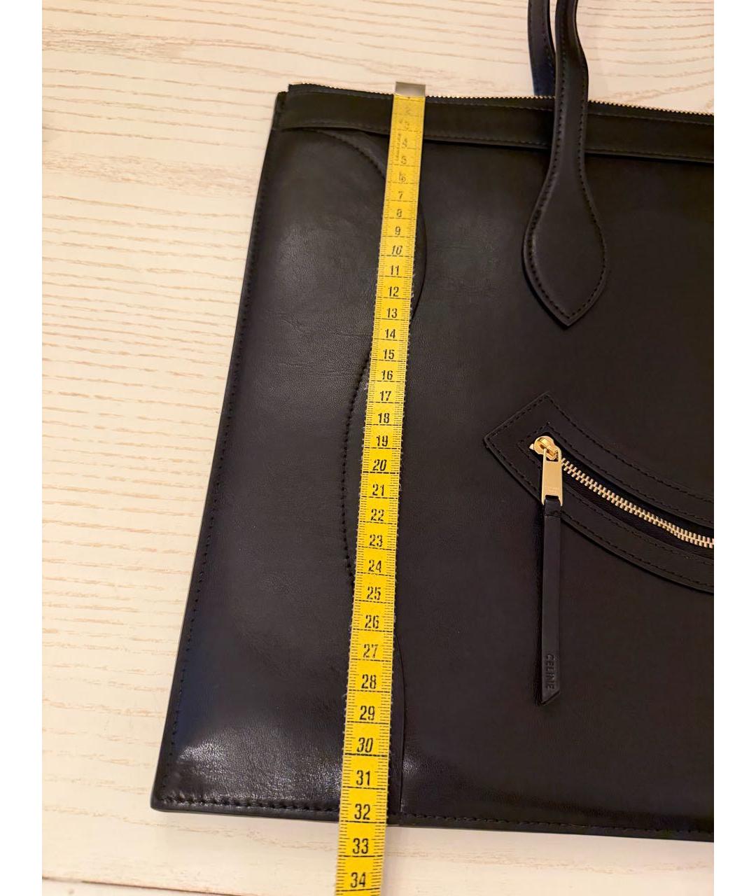 CELINE Черная кожаная сумка тоут, фото 8