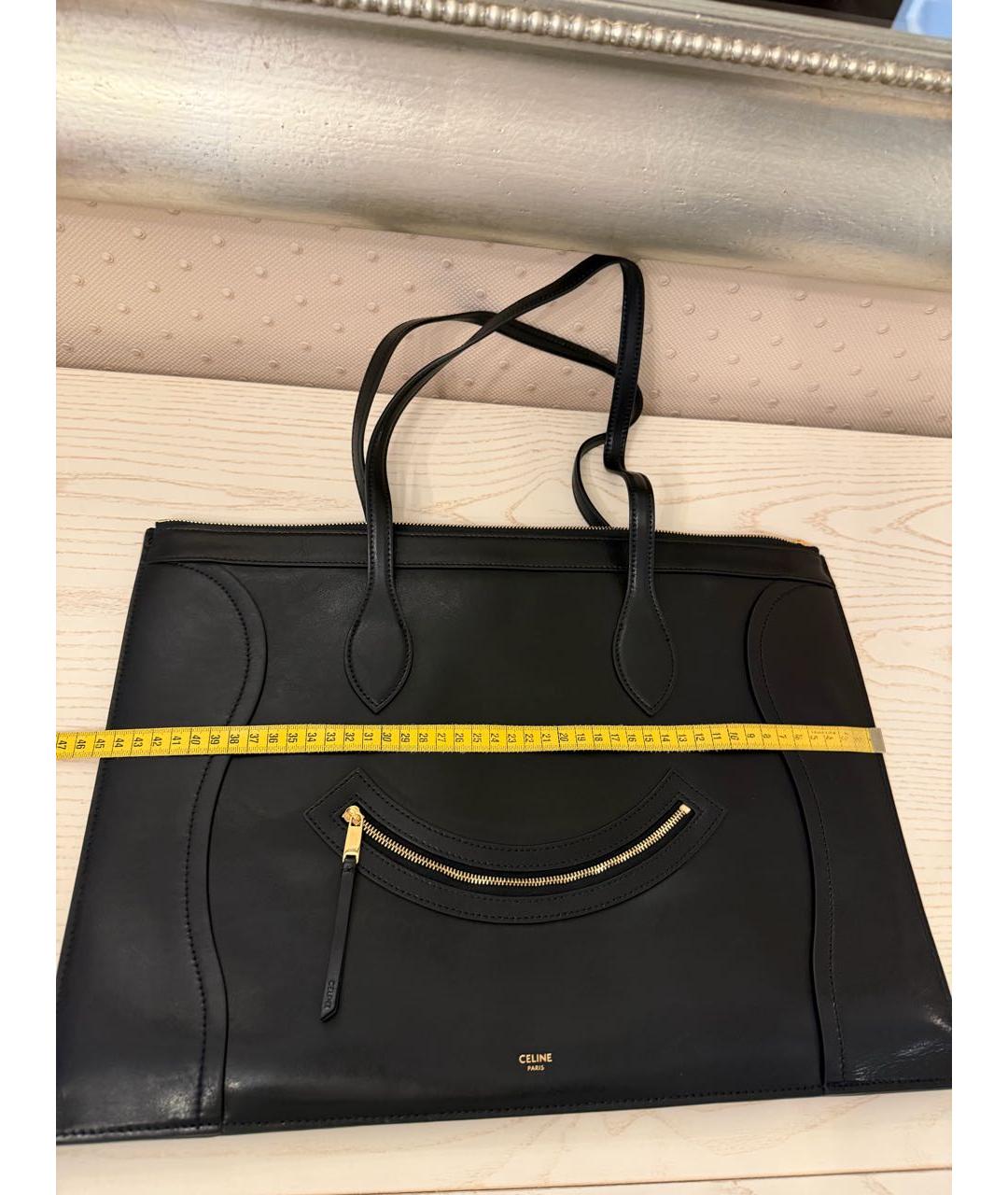 CELINE Черная кожаная сумка тоут, фото 7