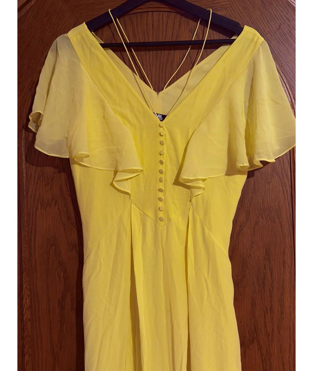 KARL LAGERFELD Желтое шелковое вечернее платье, фото 2