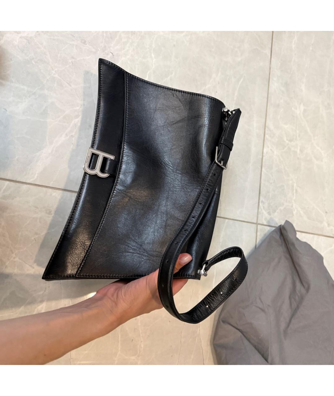 BALENCIAGA Черная кожаная сумка с короткими ручками, фото 2