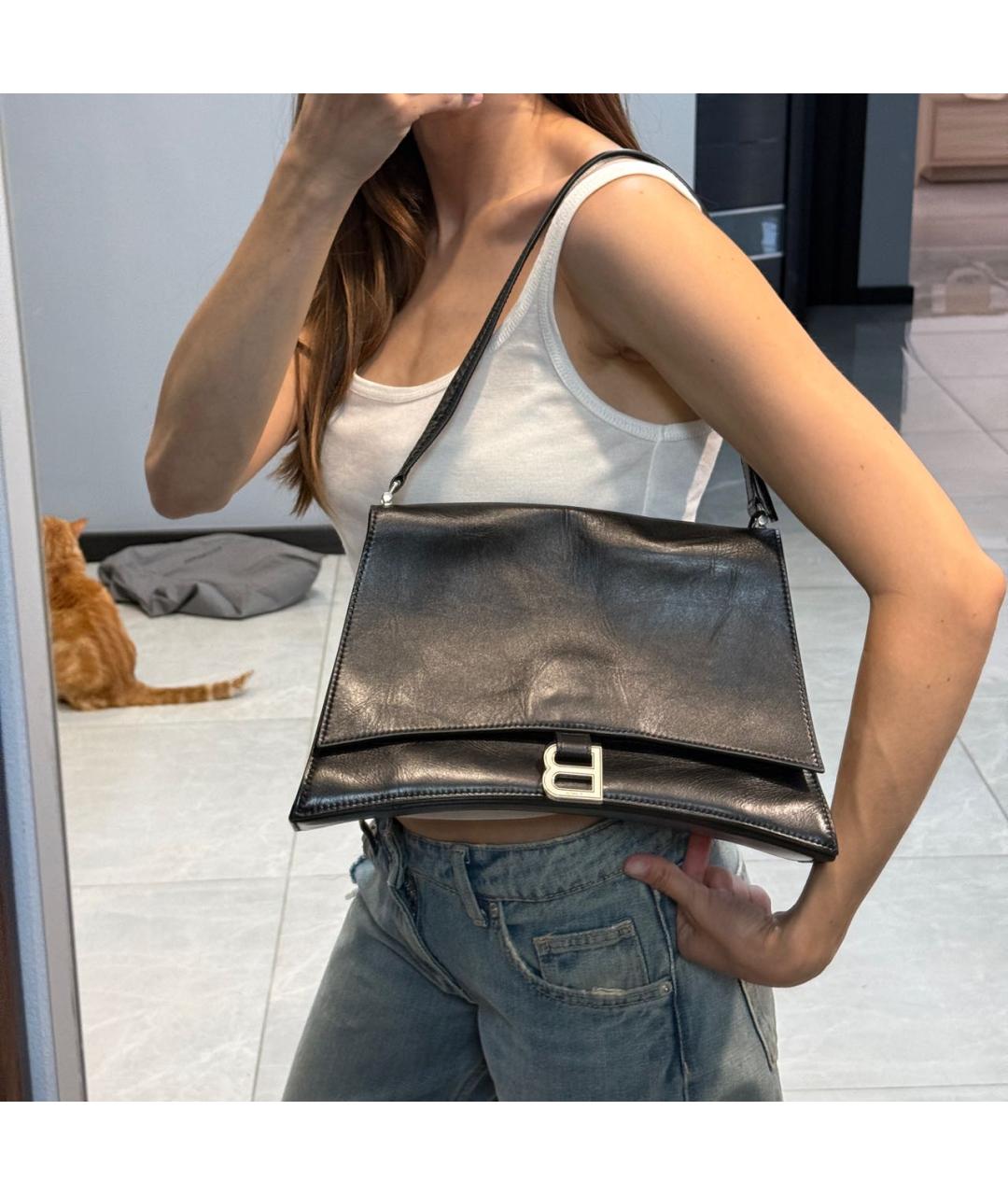 BALENCIAGA Черная кожаная сумка с короткими ручками, фото 5