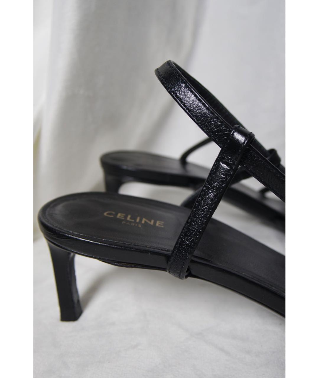 CELINE Черные кожаные босоножки, фото 5