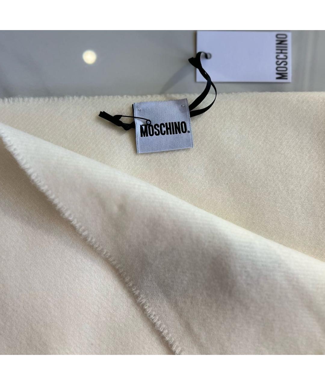 MOSCHINO Бежевый шерстяной шарф, фото 3