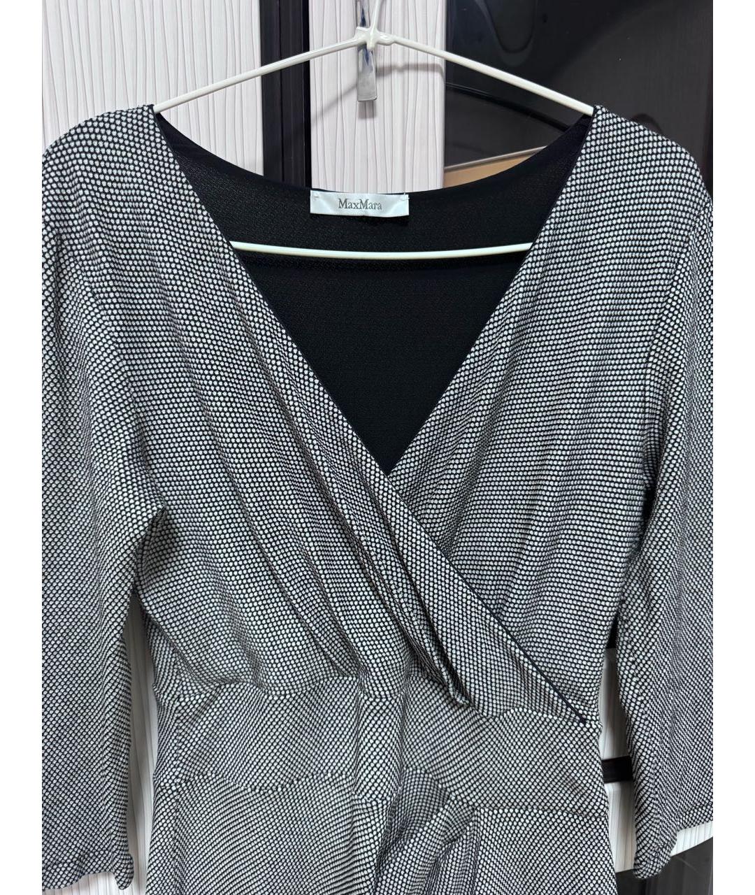 MAX MARA Серое хлопко-эластановое повседневное платье, фото 3