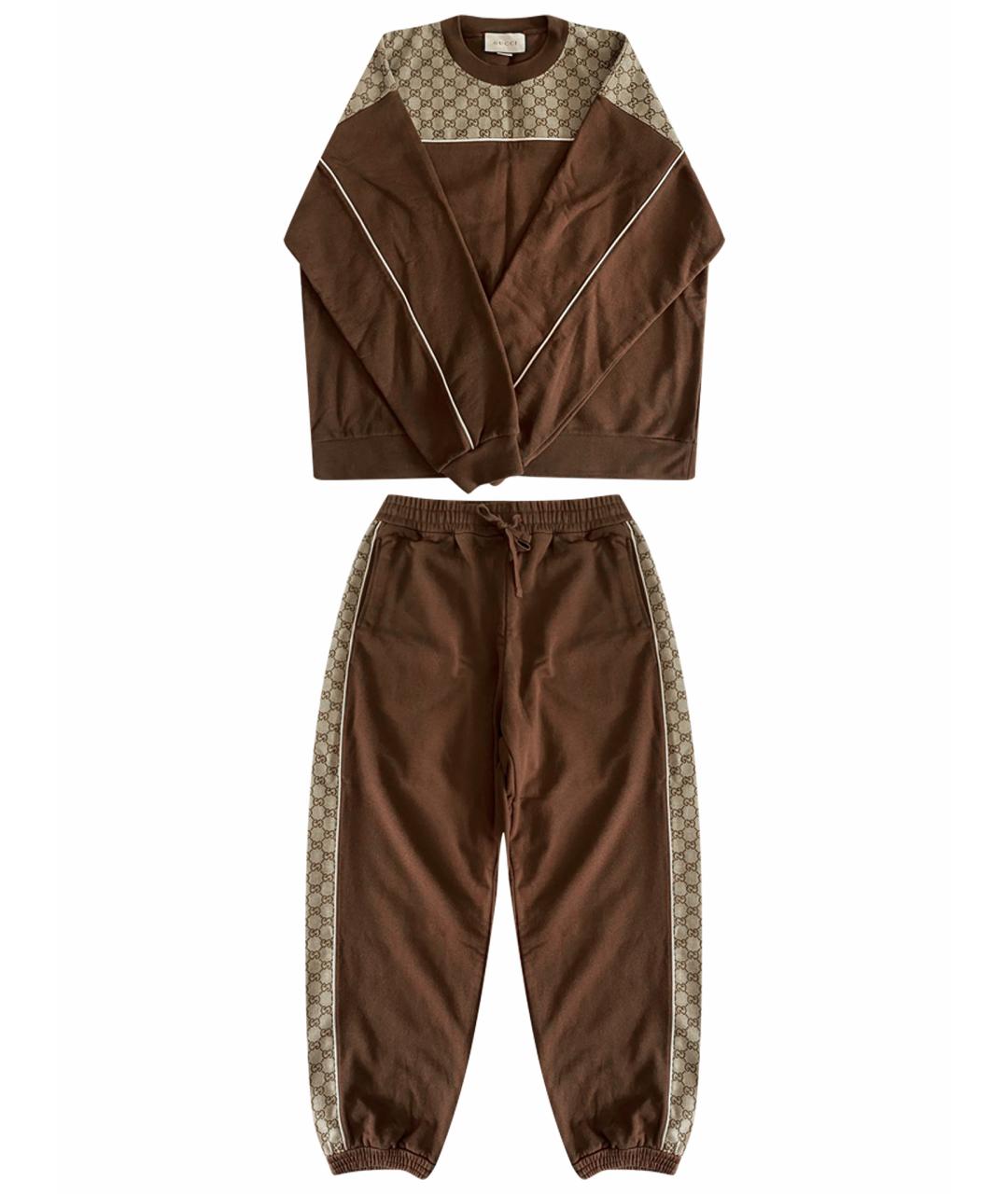 GUCCI Коричневый хлопковый спортивный костюм, фото 1