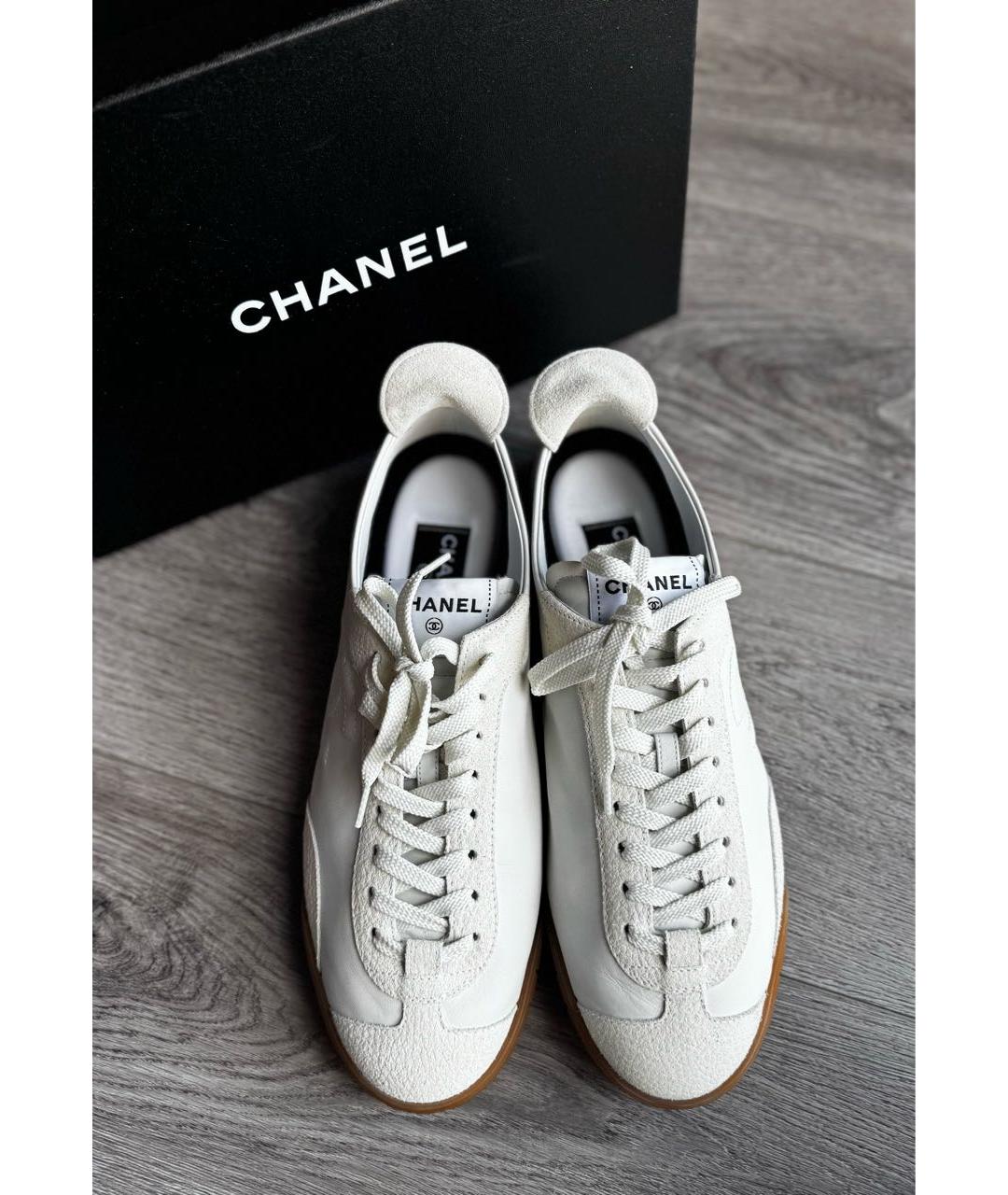 CHANEL Белые кожаные кеды, фото 5