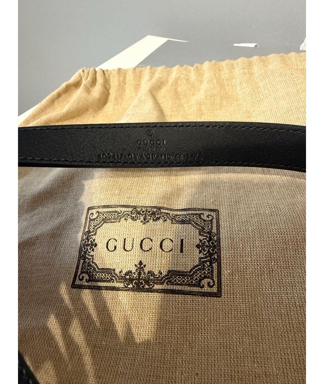 GUCCI Черный кожаный ремень, фото 2