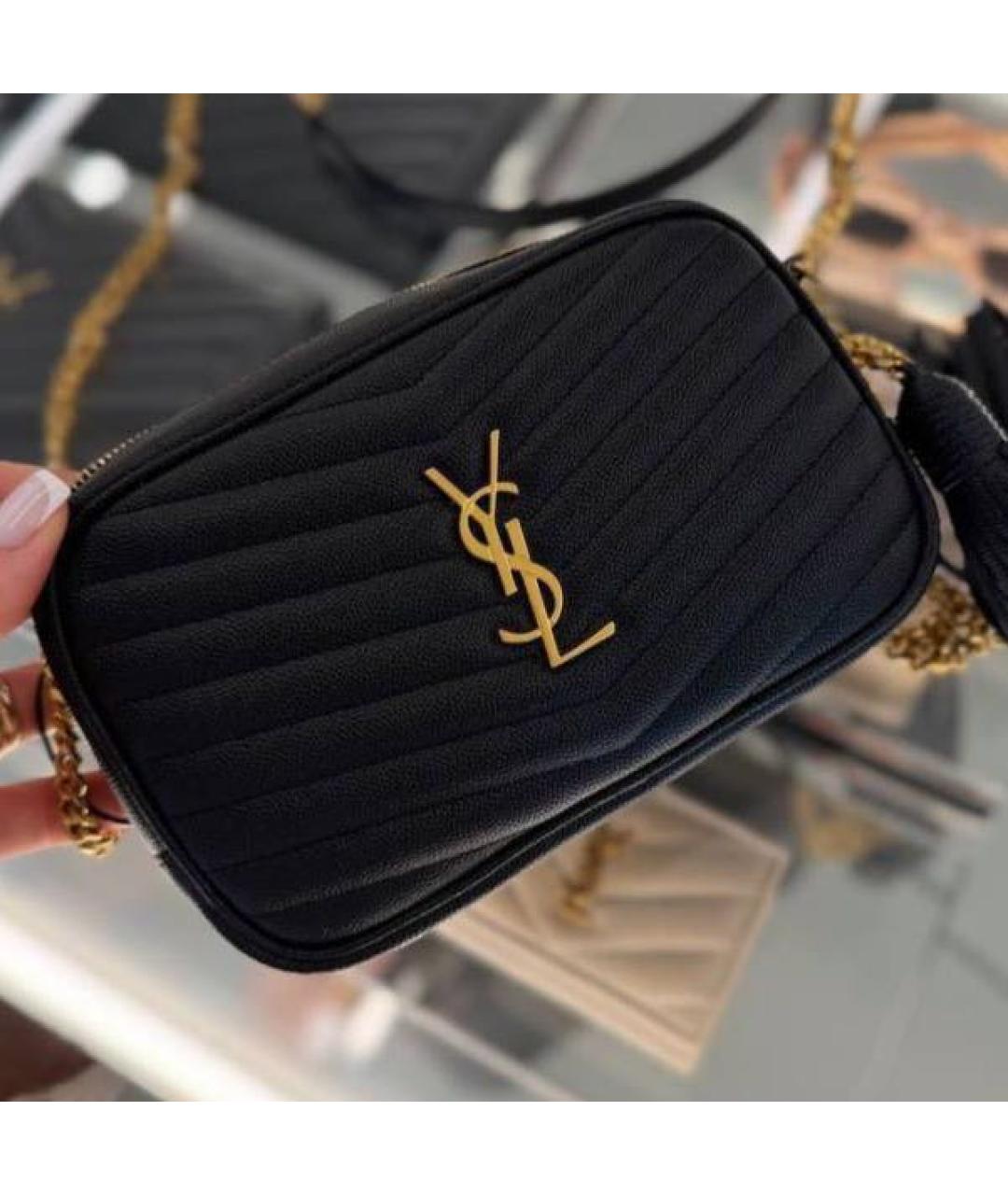 SAINT LAURENT Черная кожаная сумка через плечо, фото 3