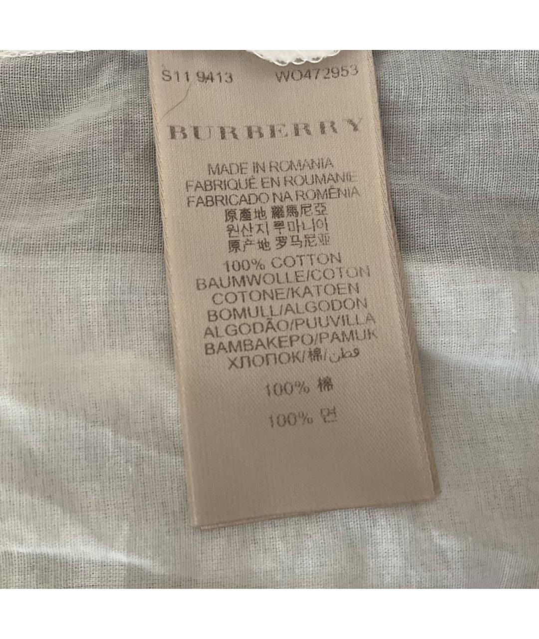 BURBERRY Белая хлопковая блузы, фото 8