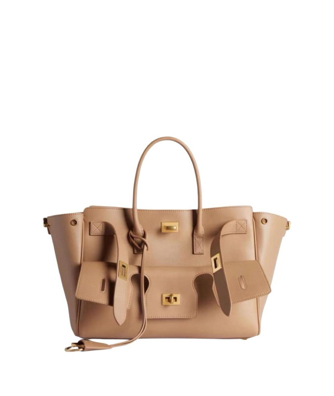 BALENCIAGA Бежевая кожаная сумка тоут, фото 1